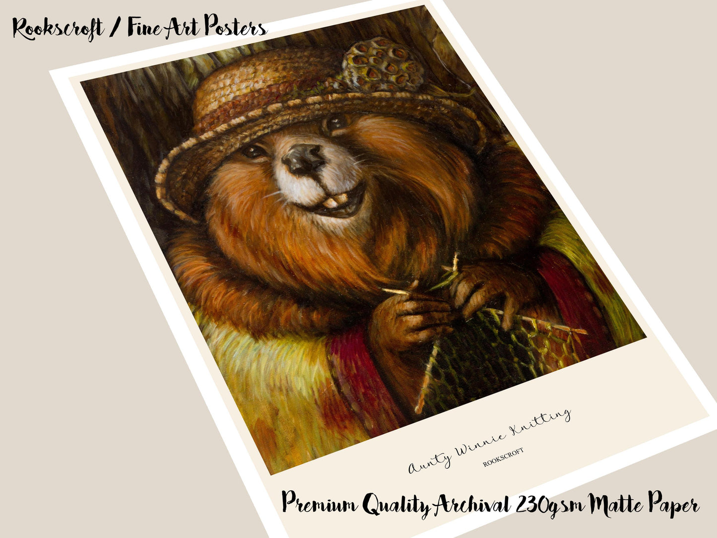 Aunty Winnie Knitting Art Poster