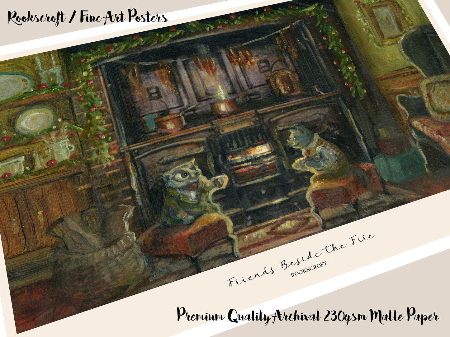 Friends Beside the Fireplace Art Poster